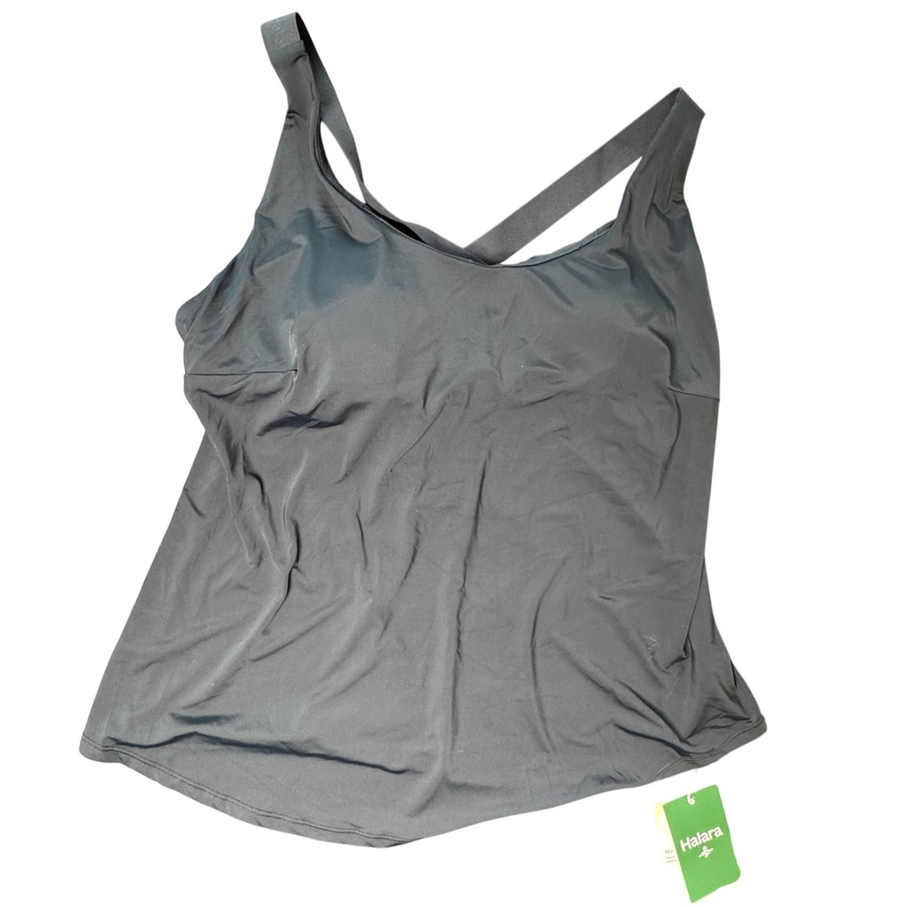 Halara Black Cross Back Active Tank Top Built-in Shelf Bra Size M 02803944